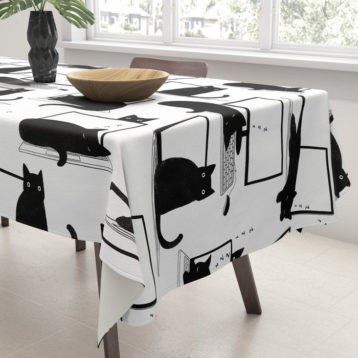 Cats Sitting on Laptops Tablecloth Gallery Image 3