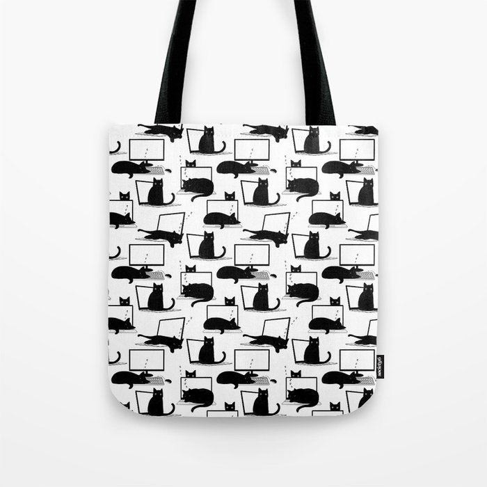 Cats Sitting on Laptops Tote Bag Gallery Image 1