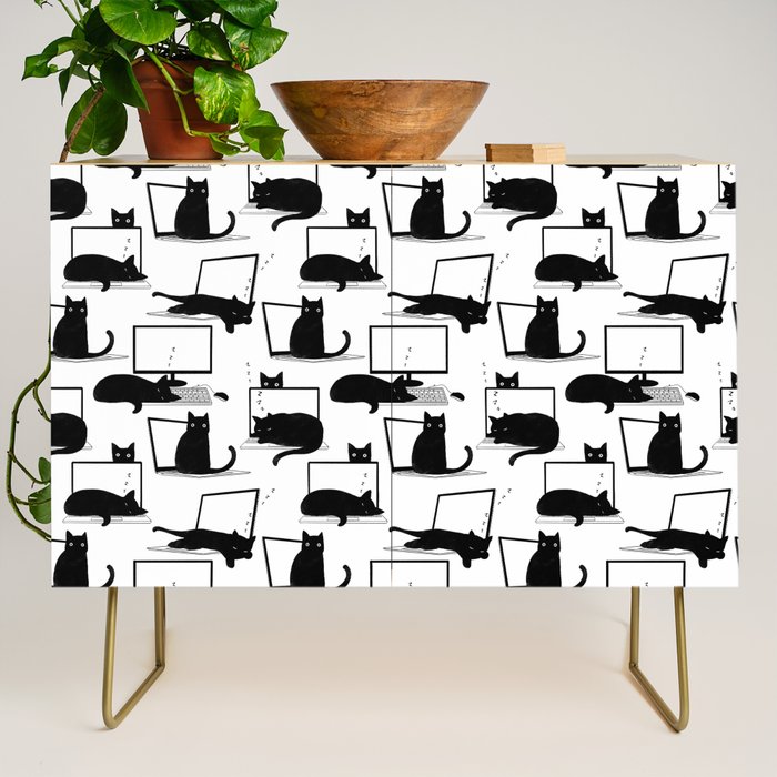 Cats Sitting on Laptops Credenza Gallery Image 1