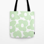 Large Baby Green Retro Flowers White Background #decor #society6 #buyart Tote Bag Gallery Image 1