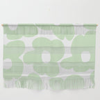 Large Baby Green Retro Flowers White Background #decor #society6 #buyart Wall Hanging Gallery Image 1