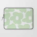 Large Baby Green Retro Flowers White Background #decor #society6 #buyart Laptop Sleeve Gallery Image 1