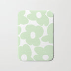 Large Baby Green Retro Flowers White Background #decor #society6 #buyart Bath Mat Gallery Image 1