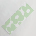 Large Baby Green Retro Flowers White Background #decor #society6 #buyart Yoga Mat Gallery Image 1