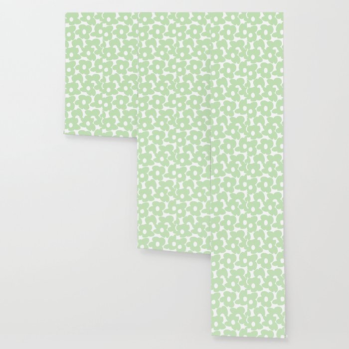 Large Baby Green Retro Flowers White Background #decor #society6 #buyart Wallpaper Gallery Image 3