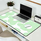 Large Baby Green Retro Flowers White Background #decor #society6 #buyart Desk Mat Gallery Image 2