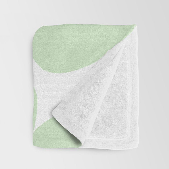 Large Baby Green Retro Flowers White Background #decor #society6 #buyart Throw Blanket Gallery Image 3