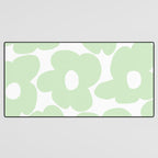 Large Baby Green Retro Flowers White Background #decor #society6 #buyart Desk Mat Gallery Image 3