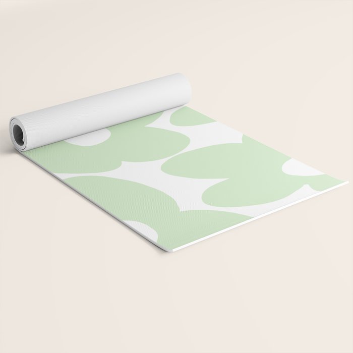 Large Baby Green Retro Flowers White Background #decor #society6 #buyart Yoga Mat Gallery Image 2
