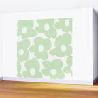 Large Baby Green Retro Flowers White Background #decor #society6 #buyart Wall Mural Gallery Image 2