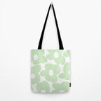 Large Baby Green Retro Flowers White Background #decor #society6 #buyart Tote Bag Gallery Image 2