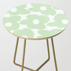Large Baby Green Retro Flowers White Background #decor #society6 #buyart Side Table Gallery Image 2