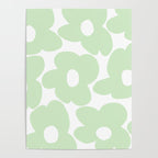 Large Baby Green Retro Flowers White Background #decor #society6 #buyart Poster Gallery Image 4