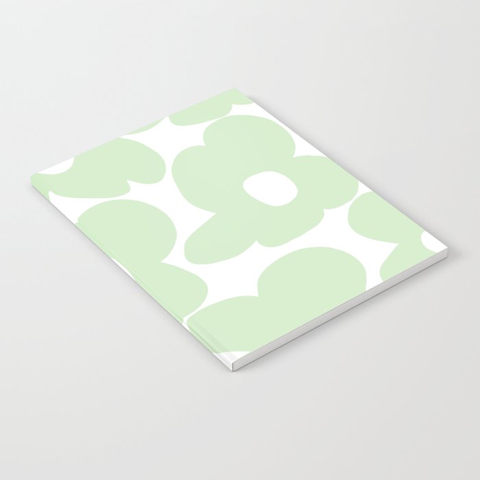 Large Baby Green Retro Flowers White Background #decor #society6 #buyart Notebook Gallery Image 2