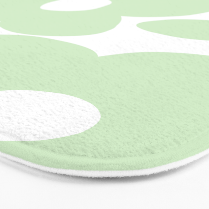 Large Baby Green Retro Flowers White Background #decor #society6 #buyart Bath Mat Gallery Image 3
