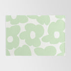 Large Baby Green Retro Flowers White Background #decor #society6 #buyart Rug Gallery Image 2
