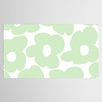 Large Baby Green Retro Flowers White Background #decor #society6 #buyart Tablecloth Gallery Image 2