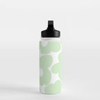 Large Baby Green Retro Flowers White Background #decor #society6 #buyart Water Bottle Gallery Image 3
