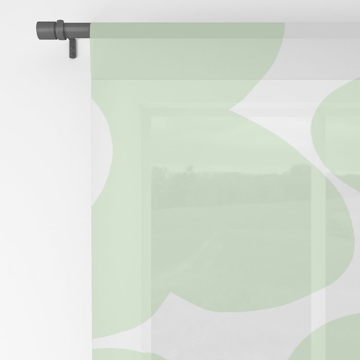 Large Baby Green Retro Flowers White Background #decor #society6 #buyart Window Curtain Gallery Image 2