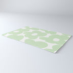 Large Baby Green Retro Flowers White Background #decor #society6 #buyart Rug Gallery Image 3