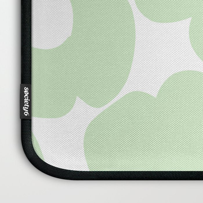 Large Baby Green Retro Flowers White Background #decor #society6 #buyart Laptop Sleeve Gallery Image 3