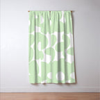 Large Baby Green Retro Flowers White Background #decor #society6 #buyart Window Curtain Gallery Image 3