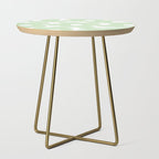 Large Baby Green Retro Flowers White Background #decor #society6 #buyart Side Table Gallery Image 1