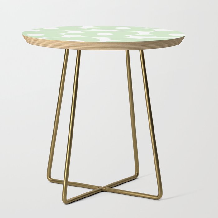 Large Baby Green Retro Flowers White Background #decor #society6 #buyart Side Table Gallery Image 1