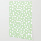 Large Baby Green Retro Flowers White Background #decor #society6 #buyart Wallpaper Gallery Image 2