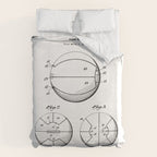 Basketball Patent - Sports Fan Team Coach Art - White Duvet Cover Gallery Image 6