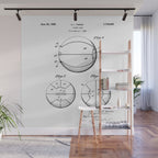 Basketball Patent - Sports Fan Team Coach Art - White Wall Mural Gallery Image 1