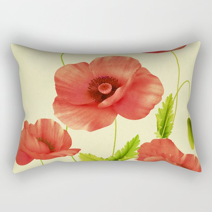 Red Poppies 3 Rectangular Pillow Gallery Image 1