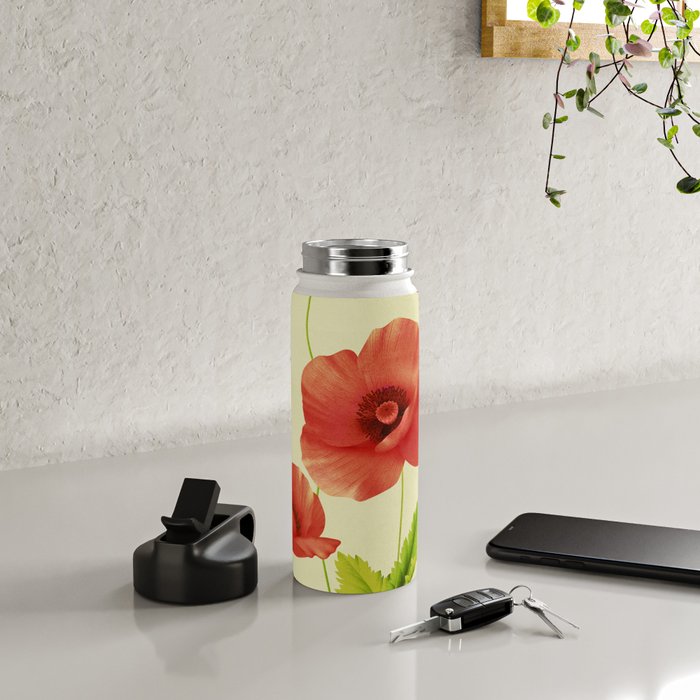 Red Poppies 3 Water Bottle Gallery Image 4