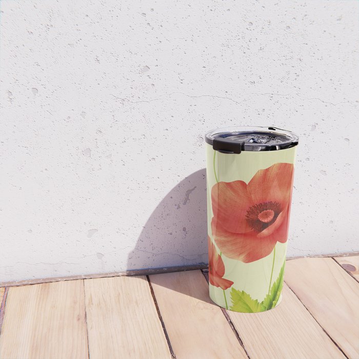 Red Poppies 3 Travel Mug Gallery Image 4
