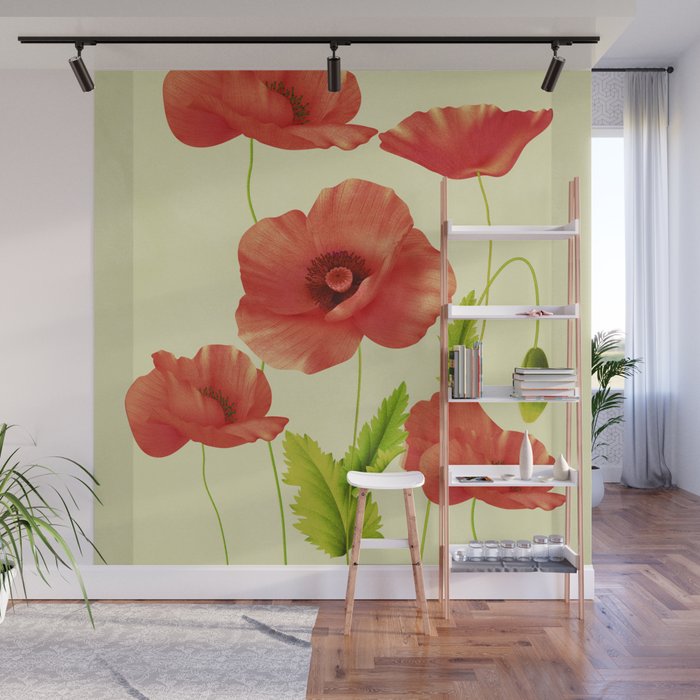 Red Poppies 3 Wall Mural Gallery Image 1