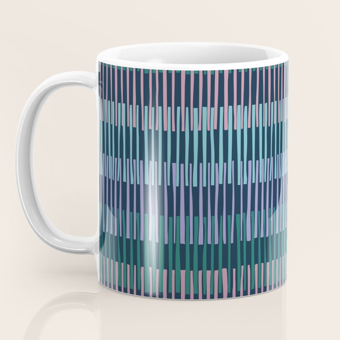 Block print geometrics stripes dark blue Coffee Mug Gallery Image 3
