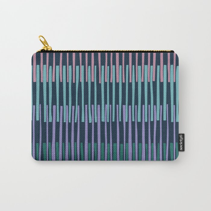 Block print geometrics stripes dark blue Carry All Pouch Gallery Image 1