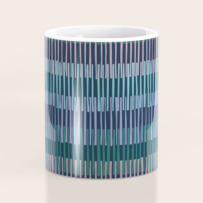 Block print geometrics stripes dark blue Coffee Mug Gallery Image 4