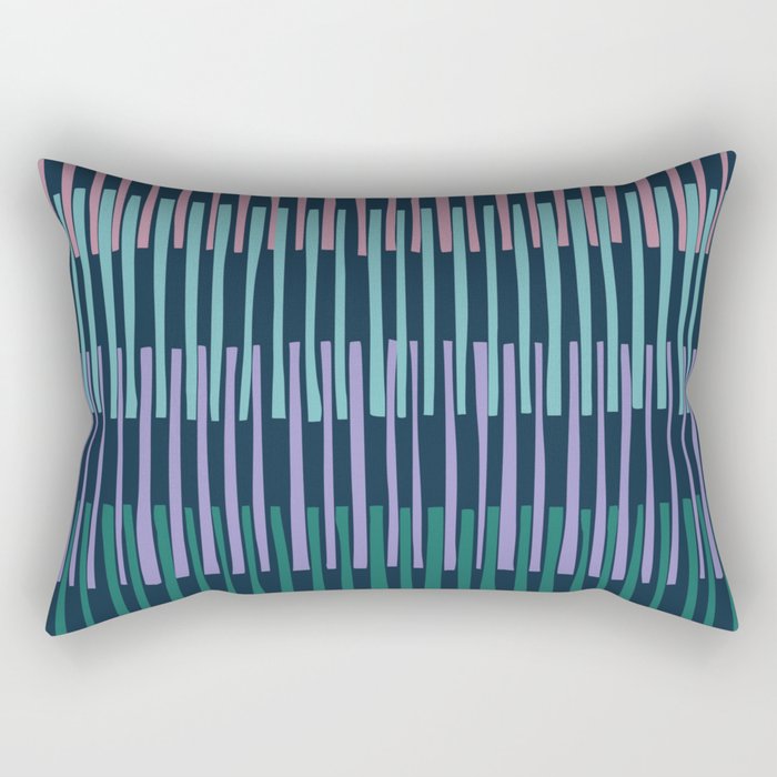 Block print geometrics stripes dark blue Rectangular Pillow Gallery Image 1