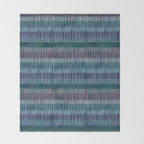 Block print geometrics stripes dark blue Throw Blanket Gallery Image 2