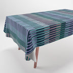 Block print geometrics stripes dark blue Tablecloth Gallery Image 1