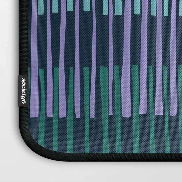 Block print geometrics stripes dark blue Laptop Sleeve Gallery Image 3