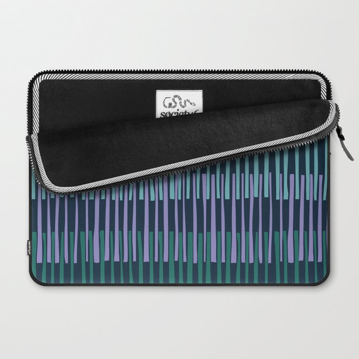 Block print geometrics stripes dark blue Laptop Sleeve Gallery Image 2
