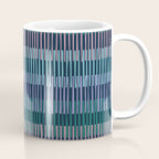 Block print geometrics stripes dark blue Coffee Mug Gallery Image 1