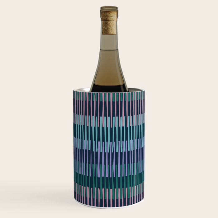 Block print geometrics stripes dark blue Wine Chiller Gallery Image 3