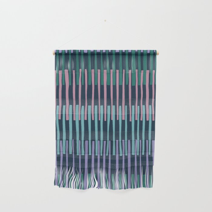 Block print geometrics stripes dark blue Wall Hanging Gallery Image 1