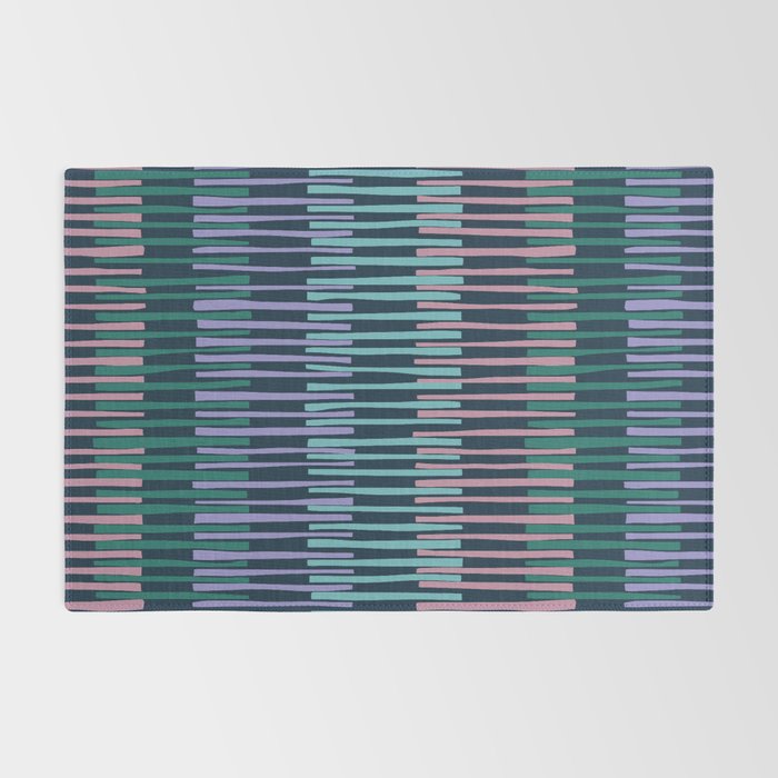 Block print geometrics stripes dark blue Rug Gallery Image 2