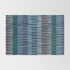 Block print geometrics stripes dark blue Rug Gallery Image 2