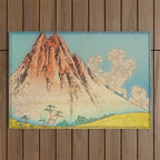 Greeting Kaneda - Mountain  Nature Landscape in Yellow, Orange and Blue Outdoor Rug Gallery Image 1
