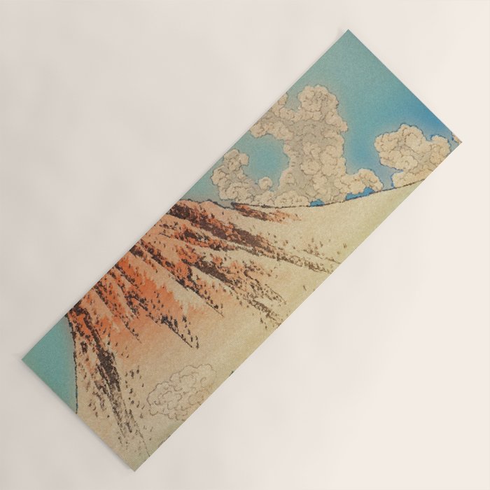 Greeting Kaneda - Mountain  Nature Landscape in Yellow, Orange and Blue Yoga Mat Gallery Image 1